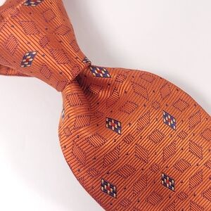 CHELSEA By Robert Talbott Men's Tie, Silk, Handsewn, Orange & Blue, Geometric.